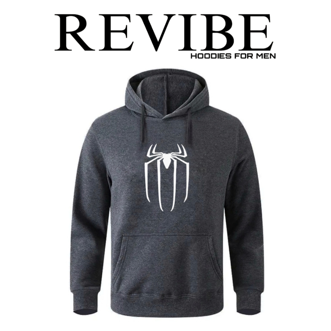 REVIBE - White Spider Printed Hoodies For Men