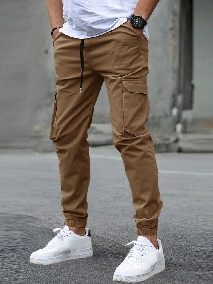 No Brand Men's Cargo Trousers with 6 Pockets - Image 3