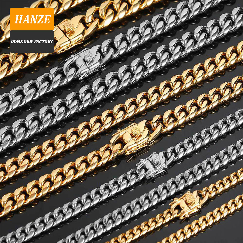 Nickel Free Cuban Link Curb Chain Pvd 18k Gold Rope Box Snake Figaro ...