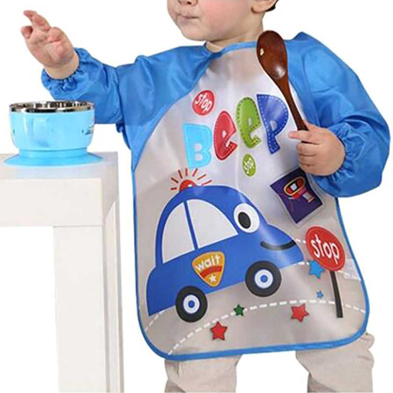New Waterproof Feeding Baby Bibs Bandana Cute Full Sleeved plastic Bibs for Baby Girl Saliva Boy Burp Cloths Baby Self Feeding Cartoon Long Sleeves Printed Kids Eating feeding Apron