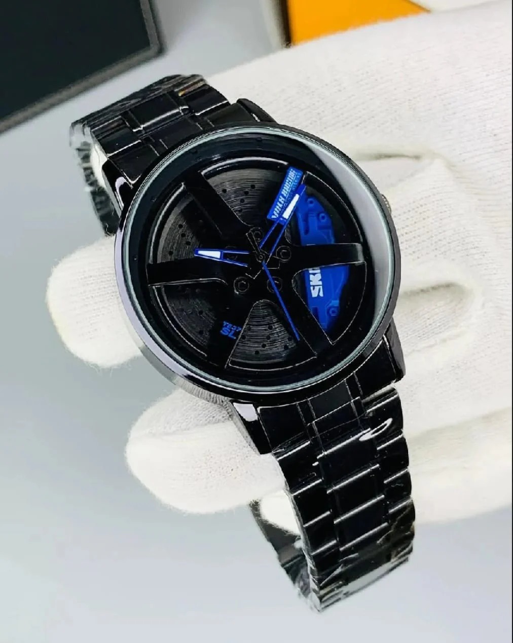 “WHEEL WATCH Premium  Men’s Wristwatch – Rotating Rim Dial, Multi-Function Modern Design, Waterproof Metal Strap”Look Like Smart Watch