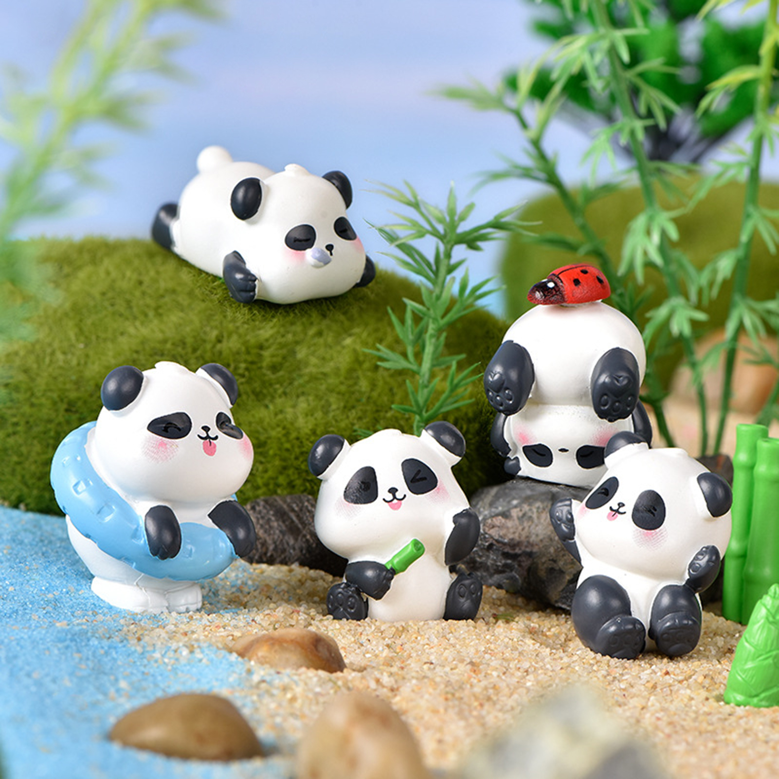 Miniature Sculpture Compact Adorable Mini Panda Sculpture