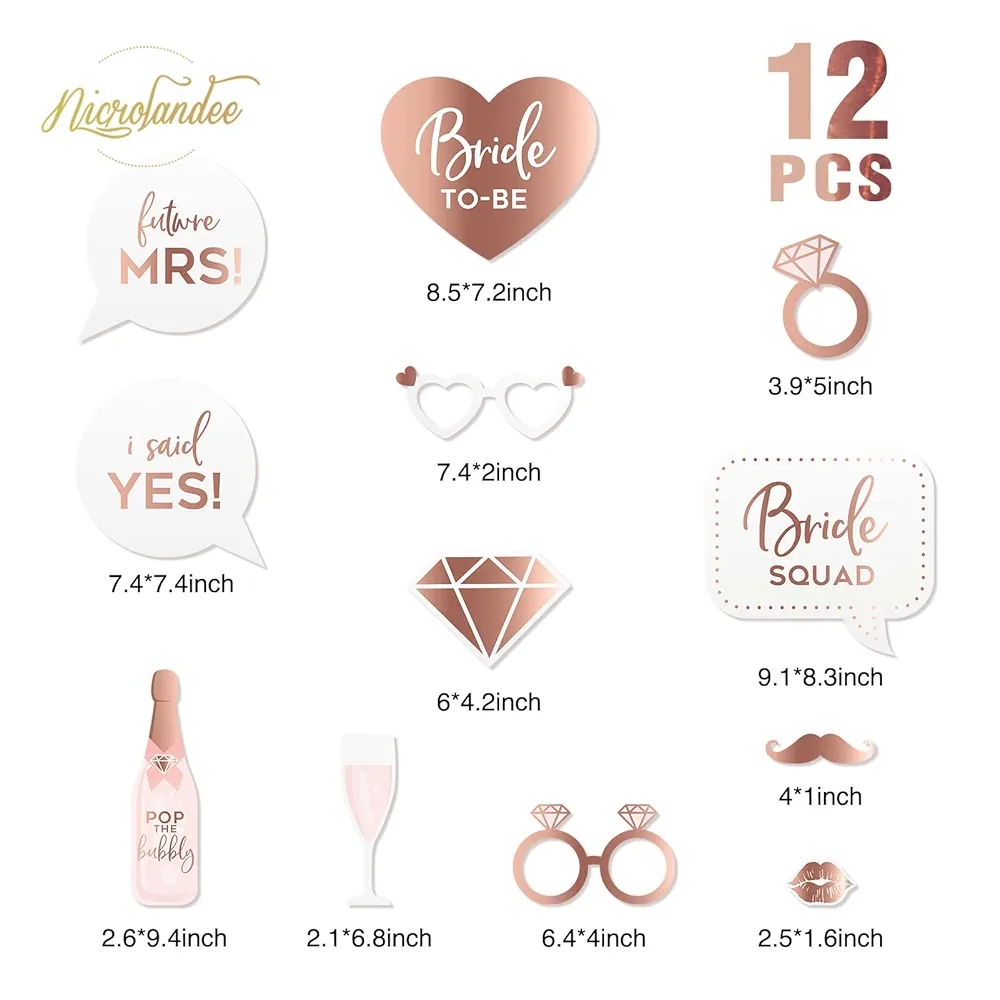 Set Of 12 Team Bride Props Bridesmaid, Bride To Be Unique Photography ...