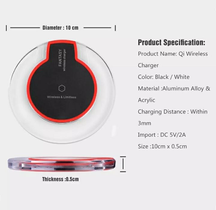 Wireless Charger Pad Quick Charging Dock for Qi-Enabled Mobile Phones