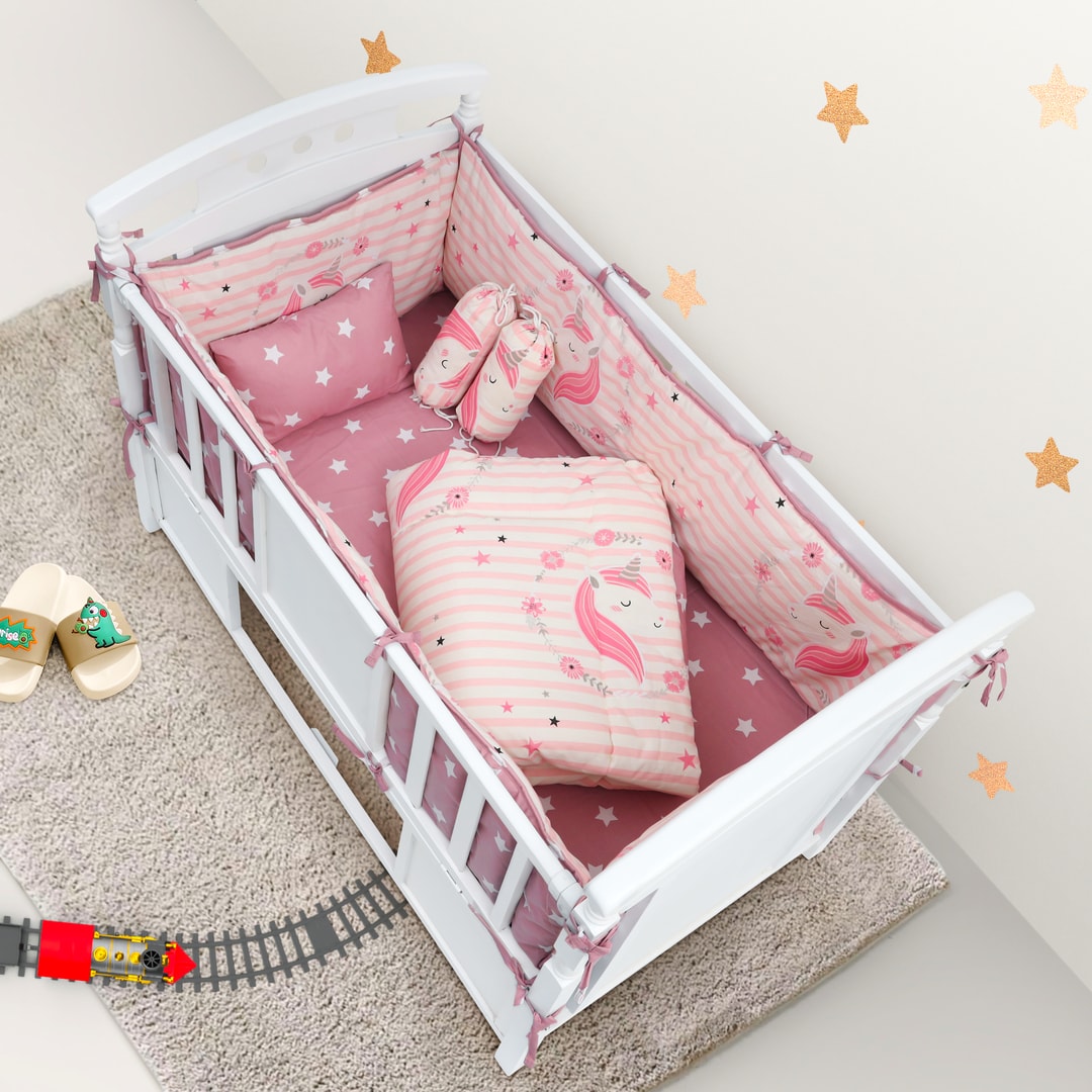 unicorn cot bumper set