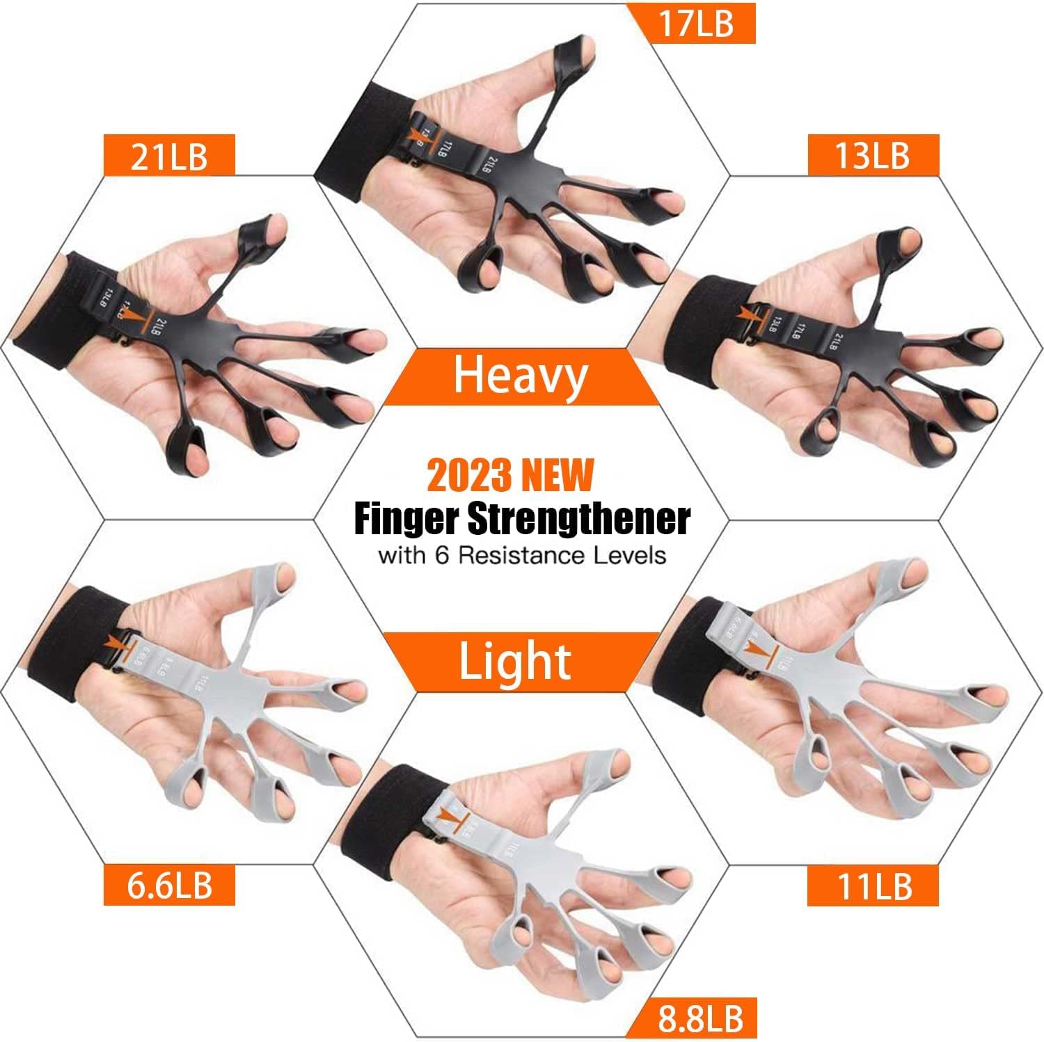 Face Value Finger Extensor Exerciser, Rubber Muscle Trainer, Adjustable Silicone Hand Grip Enhancer, Finger Trainer with Wristband, Hand Strengthening Device, for Strength Training, Therapy, Muscles