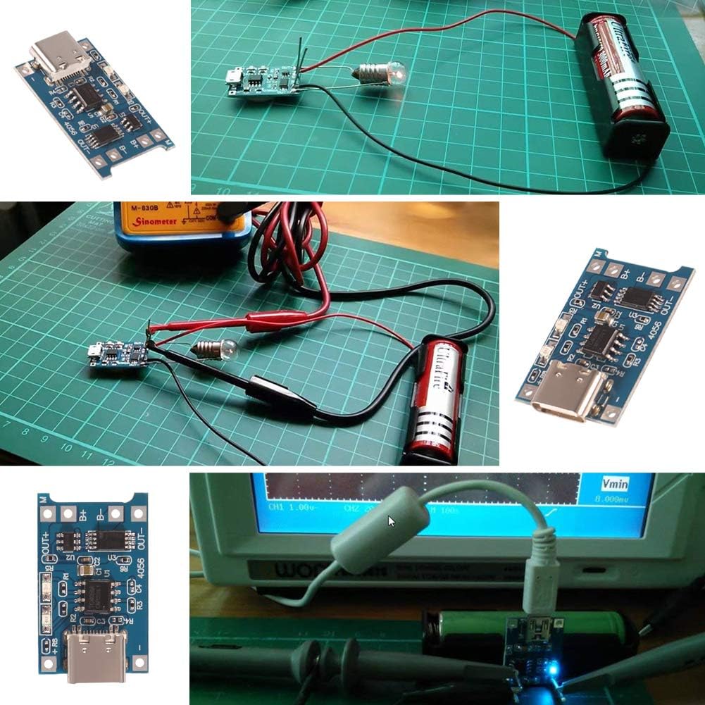 TP4056 Charging Module | Type-C + Micro USB 5V 1A Lithium Battery Charger Board with Protection | 18650 Li-ion 3.7V Cell BMS Fast Charging Circuit | DIY Power Bank Solar LED Light Robotics IoT Projects Battery Management Module in Pakistan