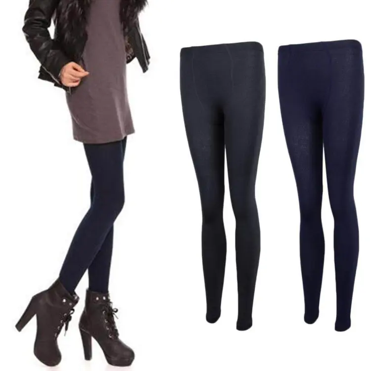 2pcs Women Winter Thermal Thick Fleece Lined Leggings Warm Elastic Trouser  Pants