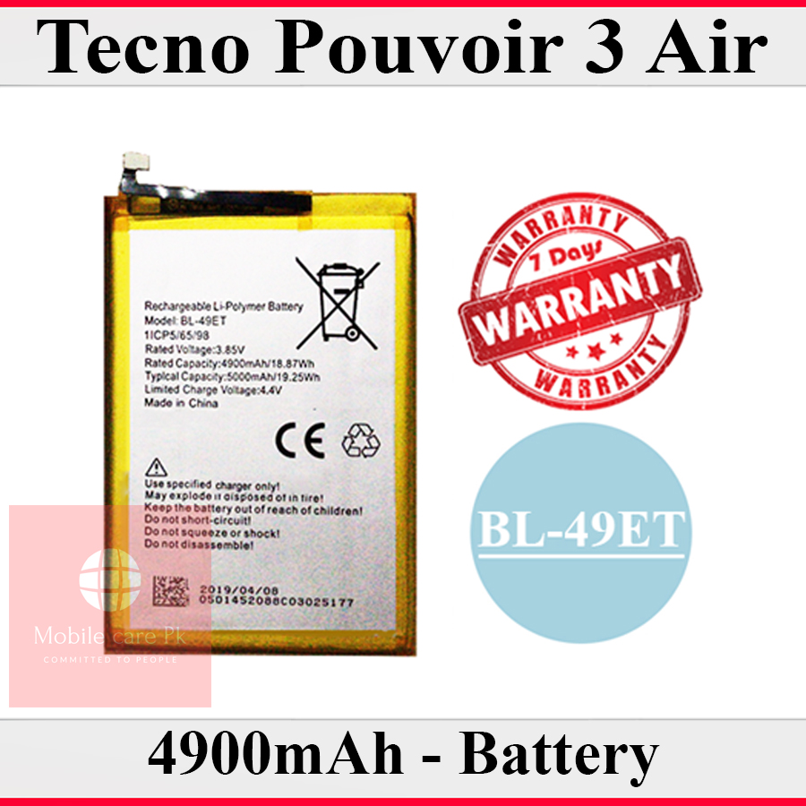 tecno pouvoir 3 air battery capacity