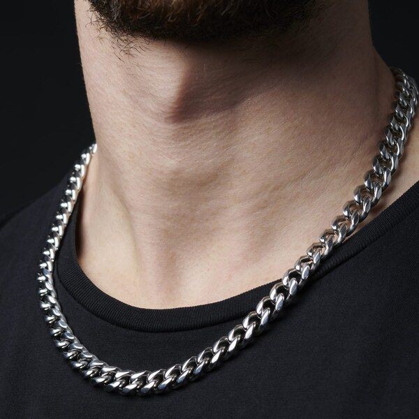 Silver Cubain Chain Sterling Pieces New Style Men Original Chain Hight Quality For Man-Boys