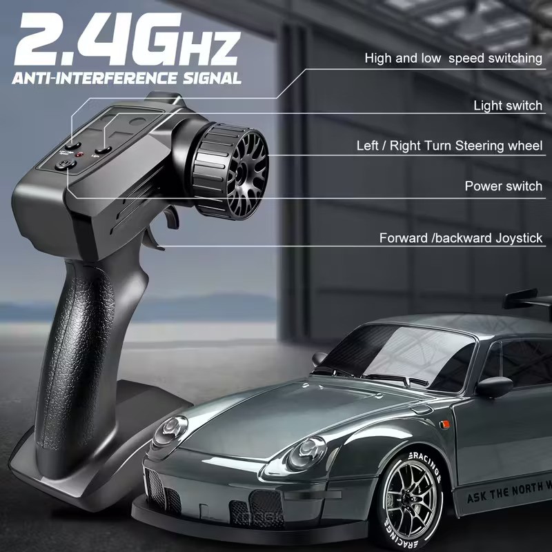 Remote Control Drifting Car 4WD RC Toy with Lights, Tires, and Barricade Tool, Perfect Birthday Thanksgiving Gift for Boys and Girls, Stunt Rc Car, Highspeed Rc Car, Remote Control Car