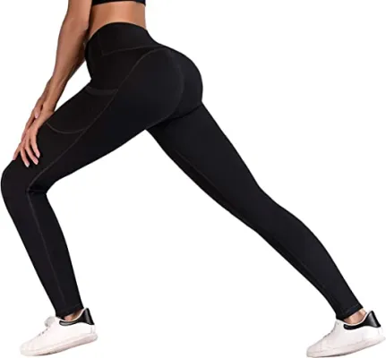 Women Leggings Sports Yoga Pants Soft High Stretch with Pocket Tummy  Control 4 Way Stretch Workout Gym Clothing (Black, Large) price in UAE,  UAE