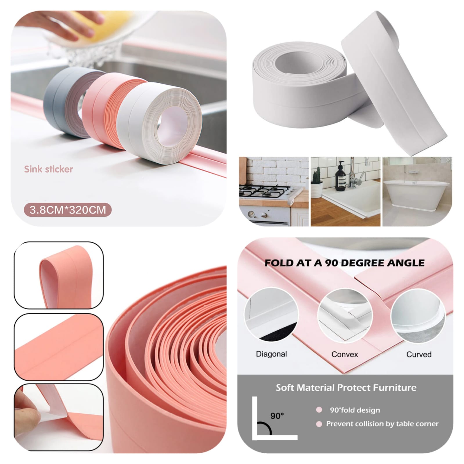 Waterproof Pvc Wall Corner Line Sticker Filling Tape