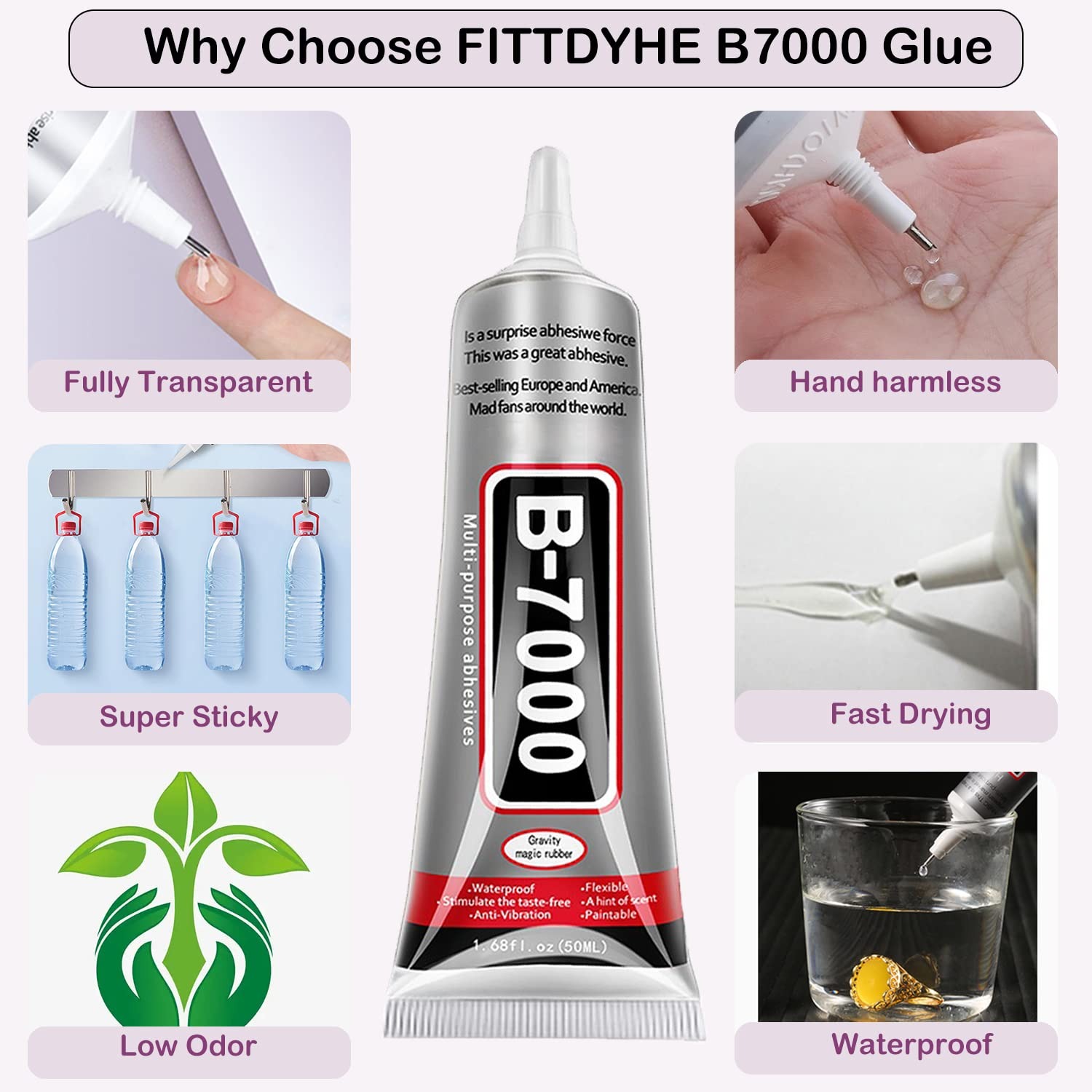 110ML & 50ML B-6000 / B-7000 Clear Glue – Strong Multipurpose Adhesive for Rhinestones, Jewelry Making, Fabric, Beads, Nail Art & DIY Crafts | Moti Mahal Crafts
