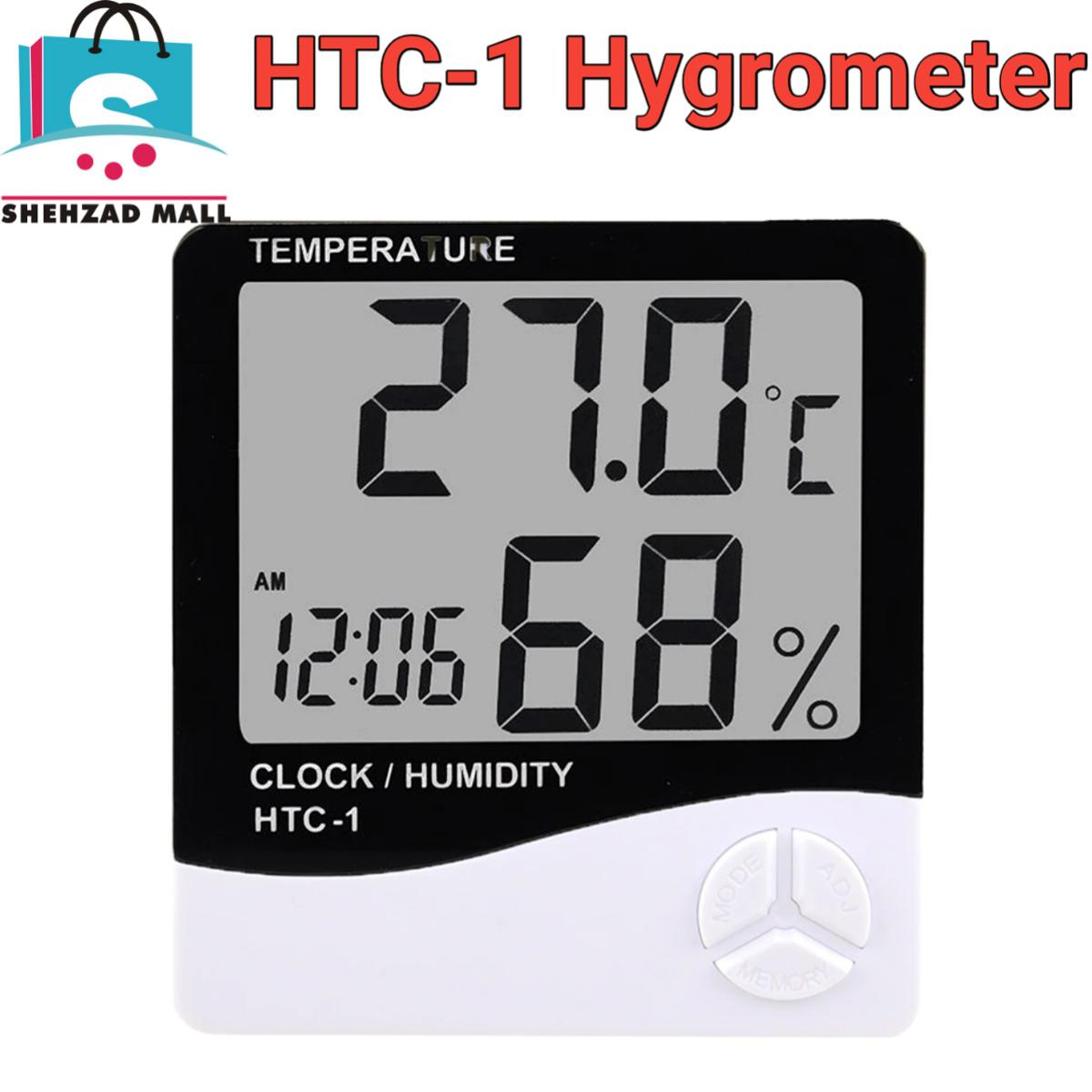 HTC-1 Digital LCD Room Thermometer Hygrometer – Indoor Humidity Temperature Meter Clock Alarm Weather Station
