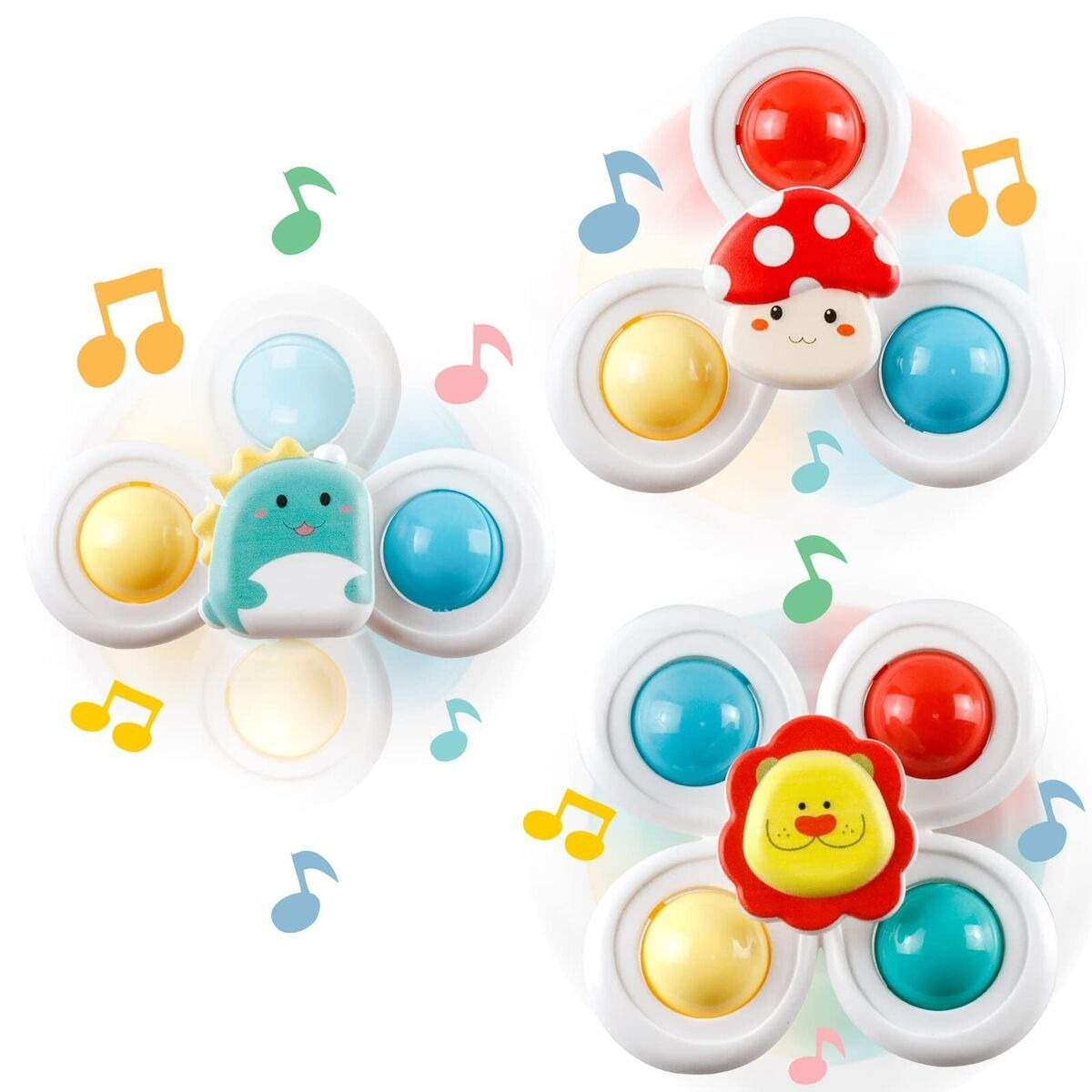 3pcs Baby Rattles Set with Suction Cup Spinner Toy for On-the-Go Fun deal for Travel, Dining Table, and Bathroom Use