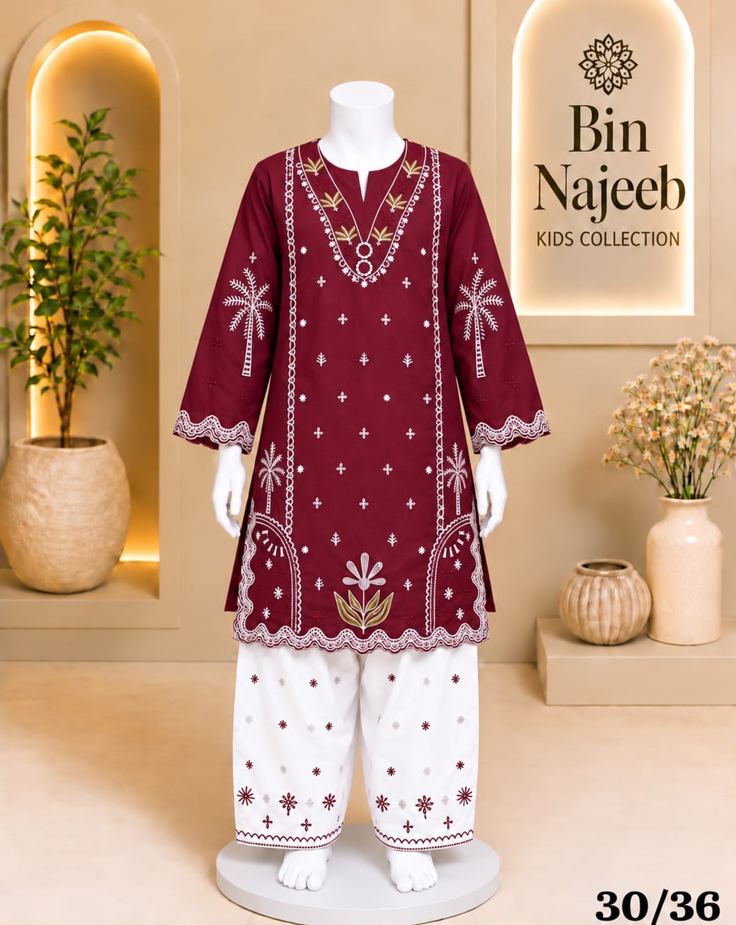 Bin Najeeb Kids Embroidered 2 Piece Suit Embroidered Kurti & Trouser