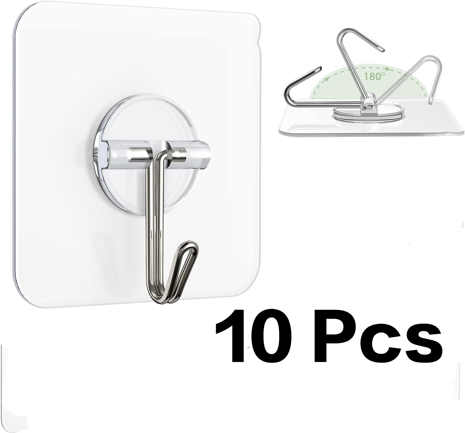 thumbnail image 2 of JIALTO Adhesive Hooks Kitchen Wall Hooks-Heavy Duty 13.2lb(Max) Nail Free Sticky Hangers With Stainless Hooks Reusable Utility Towel Bath Ceiling 2 of 12