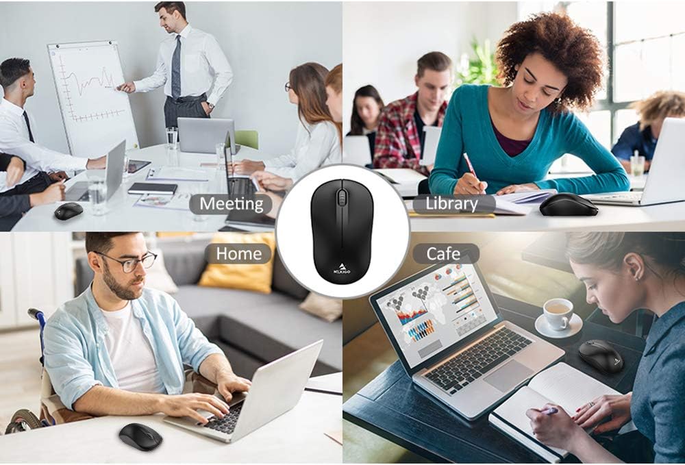 OKS® - NXG-WMS01 NexiGo 2.4G Wireless Mouse, Portable Mobile Optical Office Mouse with USB Receiver, Travel Cordless Mouse for Notebook, PC, Laptop, Computer, MacBook (Black)