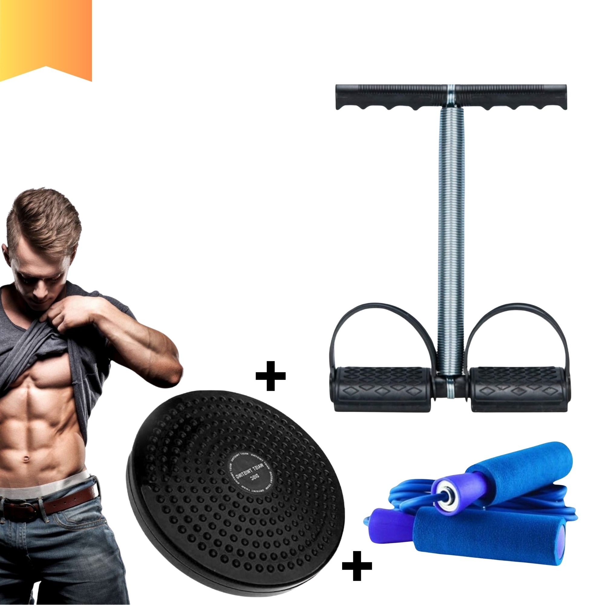 COMBO DEAL OF SINGLE SPRING TUMMY TRIMMER +TWISTER PLATE + JUMP ROPE FOR EXERCISE