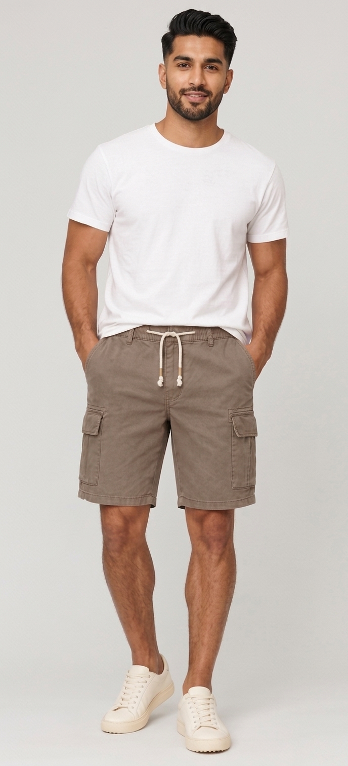 HashBack Elasticated Cargo Shorts For Men - Fashionable And Stylish Men's Summer Wear, Ideal For Wash-And-Wear