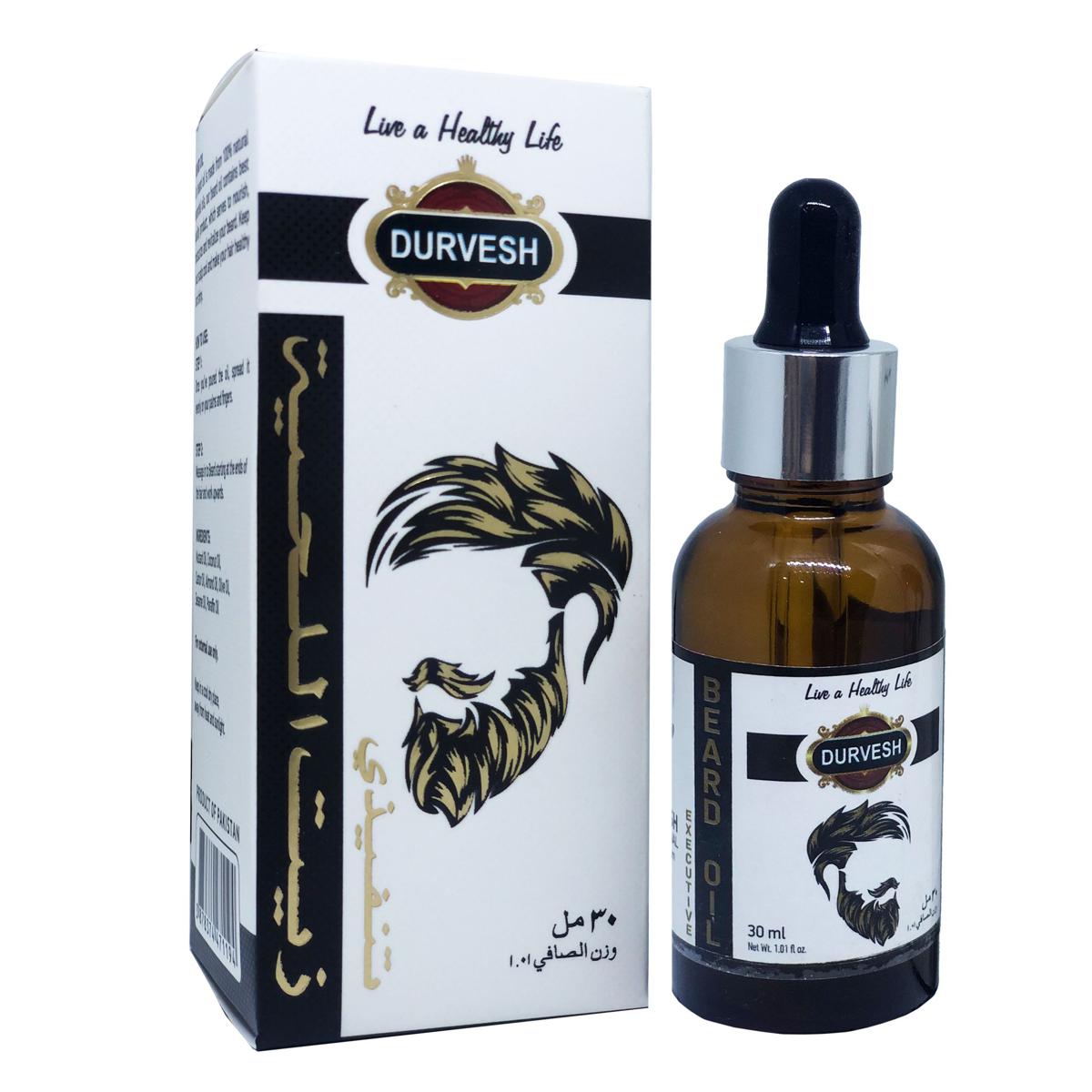 DURVESH BEARD GROWTH OIL - BEARD OIL FOR HAIR GROWTH - 30ml - GLASS BOTTLE & DROPPER
