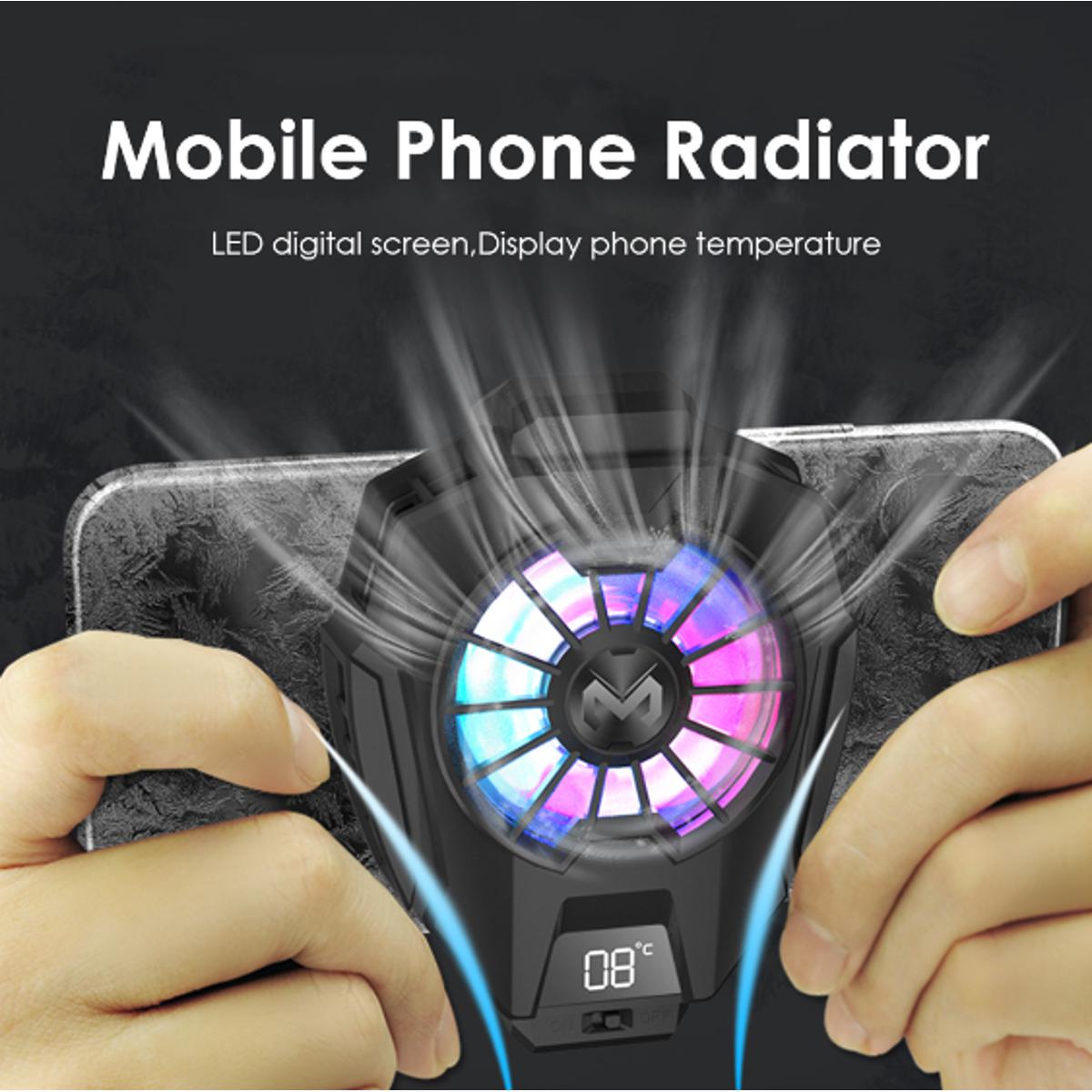 MEMO Dl05 Phone Radiator Mobile Cooling Fan Game Cooler RGB | LED Display | Gaming Fan For PUBG Phone Cooler , FREEFIRE - Gaming Case Cold Wind Handle Fan Cool Heat Sink Semiconductor Adjustable Mobile Game Cooler System Cooling Fan | Light Gamepad Holder
