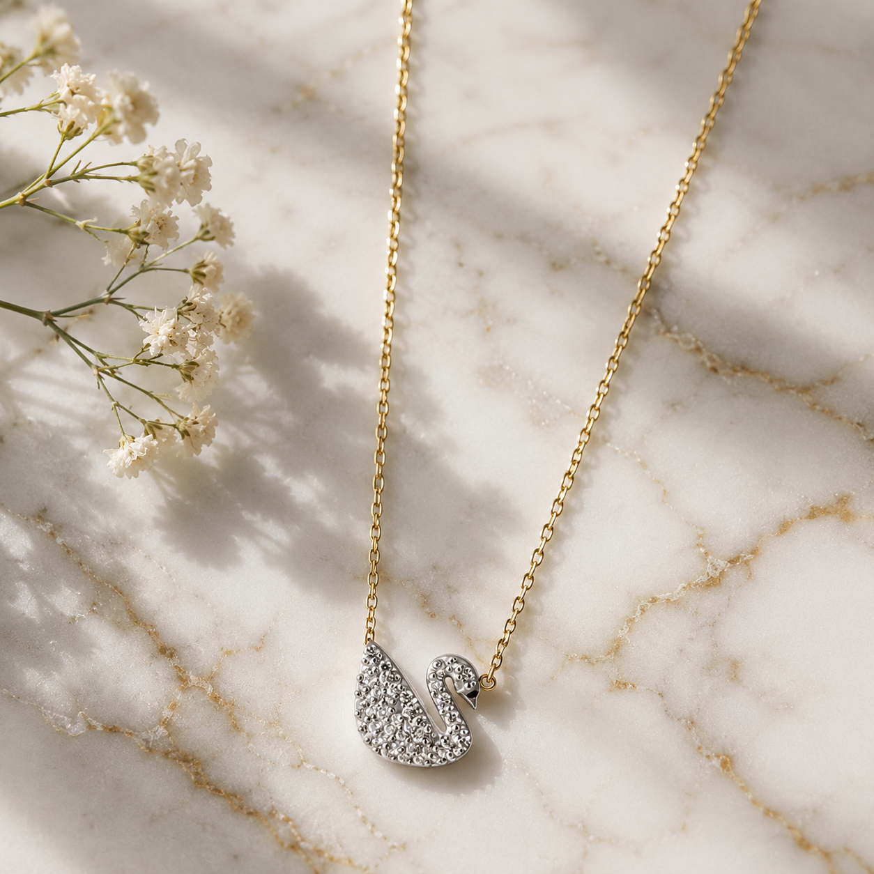 Gold Chain With Beautiful White Swan Duck Necklace Korean Jewellery For Women - Gold Chain Neck Statement Collar Chains Shining Female Jewellery For Girls