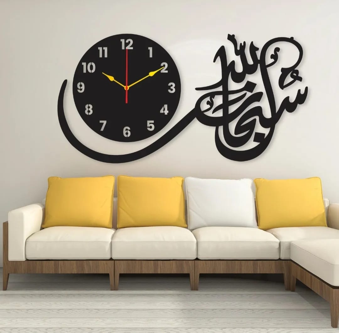 Bismilah Clock, And Butterfly Shelf,Wooden Wall Clock-3D Watch DIY Design Decoration Birds Numeral Quartz For Home Décor Living Room And Offices And For Gifts