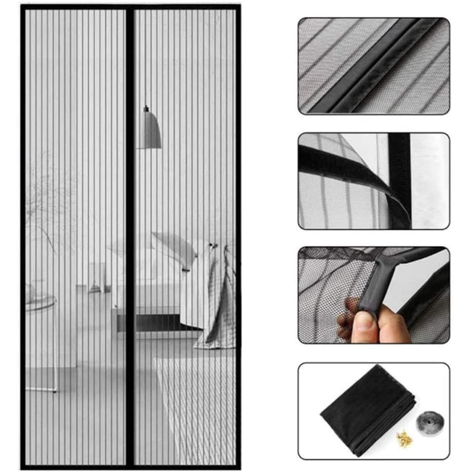 Cosizy - Anti Mosquito Net | Magnetic Mesh Curtain | Screen Door Curtain Net | Automatic Closing Door Mesh | Anti Insect Bug Fly Partition Striped Door Curtain