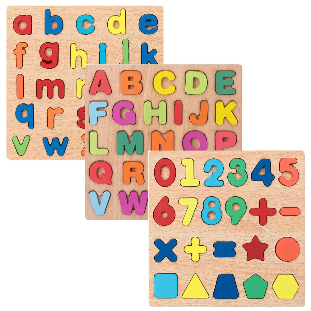 3D Wooden Alphabet Puzzle for Kids Early Educational Activity Board ...