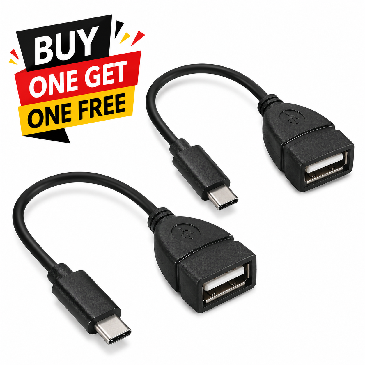 USB Type-C OTG Adapter Cable | USB-C Male to USB-A Female Converter | OTG Data Sync & USB Flash Drive Support | Keyboard, Mouse & USB Accessories Compatible | Black