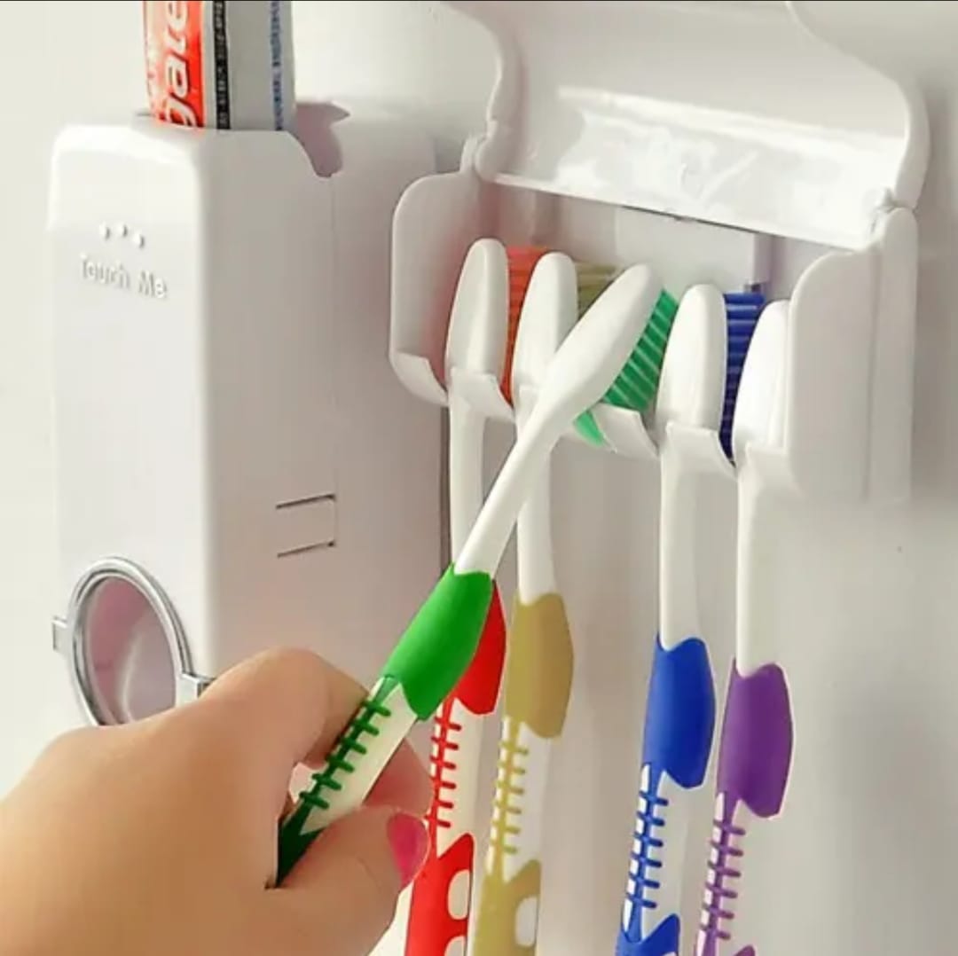 Set of Automatic Toothpaste Dispenser & Toothbrush Holder – White Wall ...