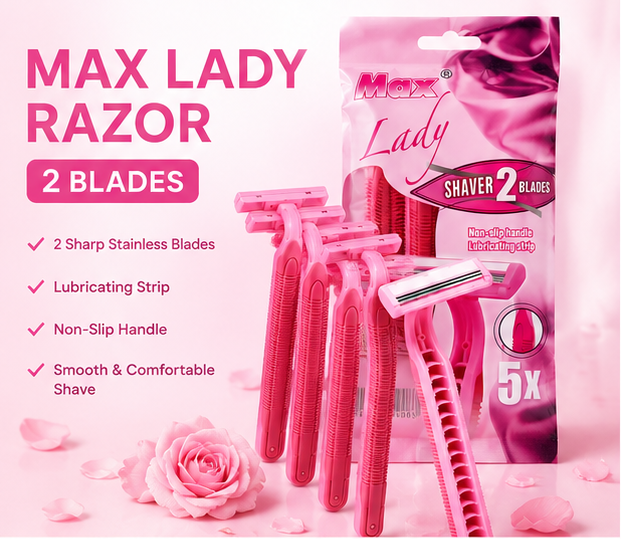 Original MAX Lady Razor 5 Piece Bikini Razor Woman Razor Shaver Safety Female Hair Removal Double Blades Hair Razor Machine Mini Shaving Razor