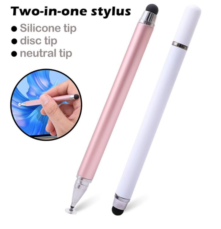 2 In 1 Stylish Universal Practical Dual-use Capacitive Tablet Stylus Pen Exquisite Double-headed Silicone Disc Drawing Tablet Phone Capacitor Pen