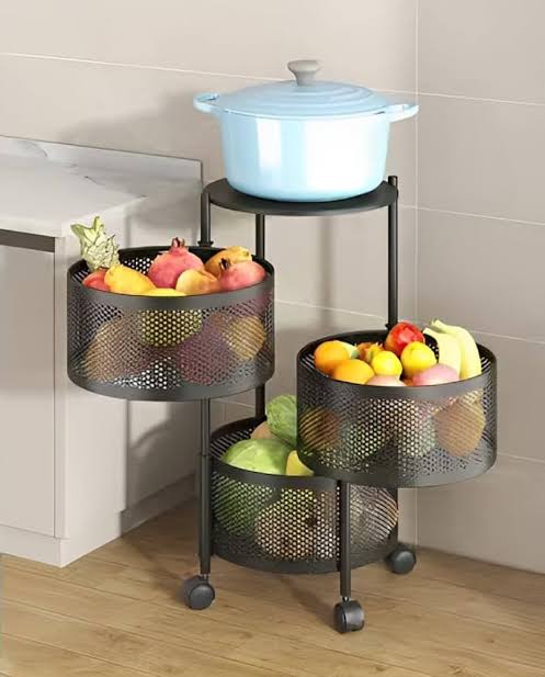 Circular Cylindrical Rack Kitchen Round shape Storage Rack Vegetable Rack 3/4/5 Layer's 360 ...