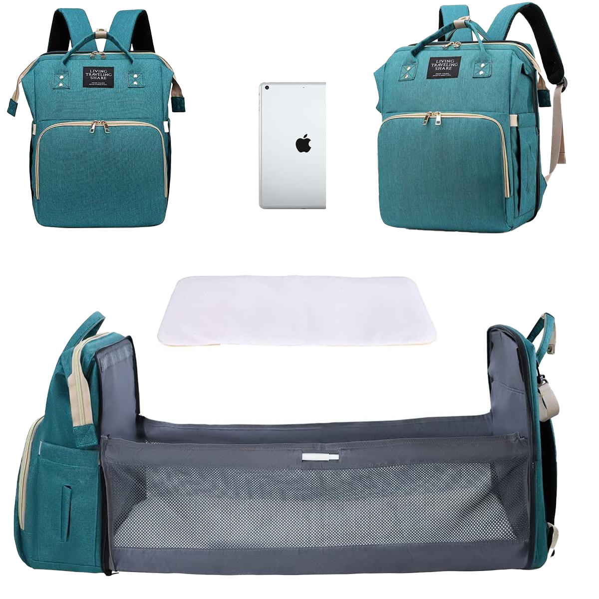 Fashion New Diaper Bags Backpack Multifunctional Foldable Baby Bed Crib Bag Large Capacity Stroller Bag Insulation Nursing