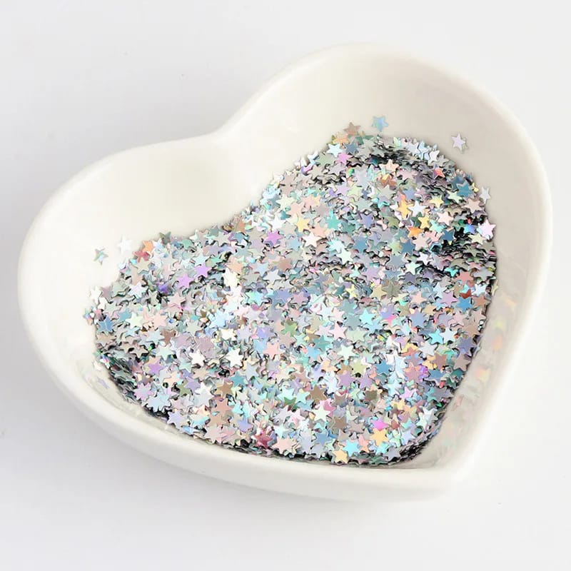 Silver Holographic Star PVC Sequins Glitter Paillettes for Nail Art, Epoxy Resin Art And Party Decorations