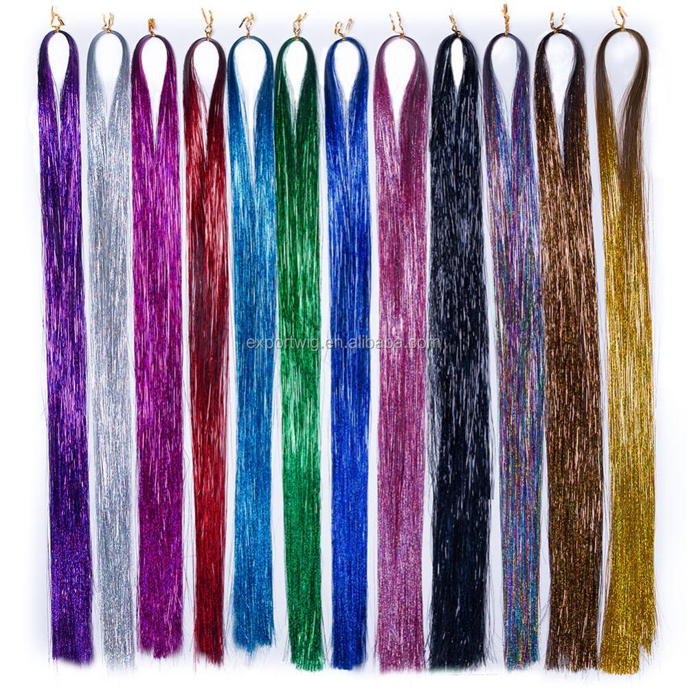 Glitter Hair Tinsel Extensions | Shiny Sparkle Hair Strands | Party, Festival & Fashion Hair Accessories | Multiple Colors