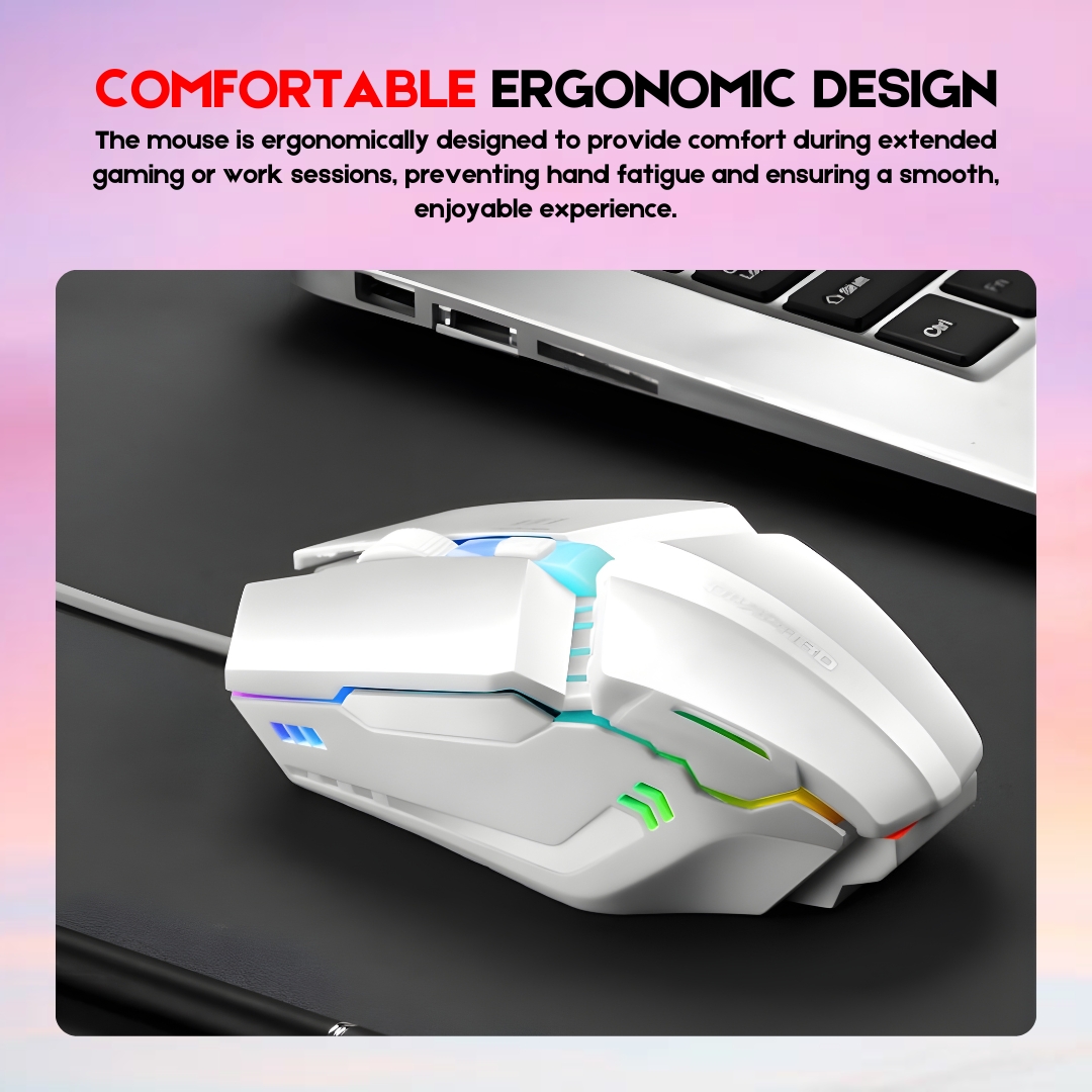 AMG2 Wired Premium RGB Gaming Mouse | Mechanical Design with Nylon Braided Cable & 3-Level DPI (600-1600) | Breathing RGB LED Glowing Optical Gamer Mouse for PC, Computer, Laptop | USB Esports Pro Gaming Setup - One Click-Pick