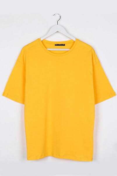 Yellow plain Basic T Shirt For Girls & Women's Cotton Jersey Fabric For Summer Wear