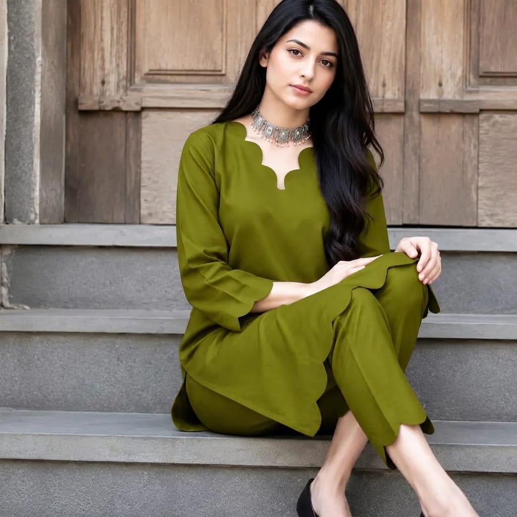 Katan Silk Unstitched 2 Piece Women’s Suit | Premium Katan Shirt & Trouser | Four Season | Wedding & Eid Collection | Olive Green Festive Party Wear Dress | Fancy Designer Ladies Suit | New Arrival Traditional Wear