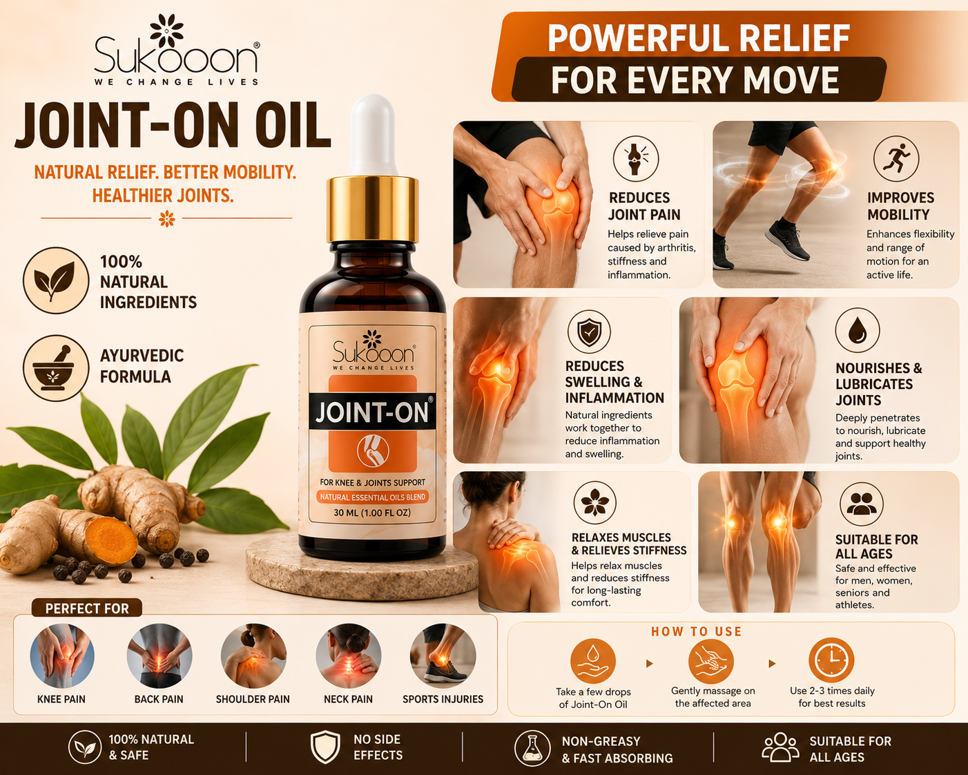 Joint On Oil Pack 50ML – Herbal Massage Oil for Joint, Knee, Back & Muscle Care | Body Massage Oil