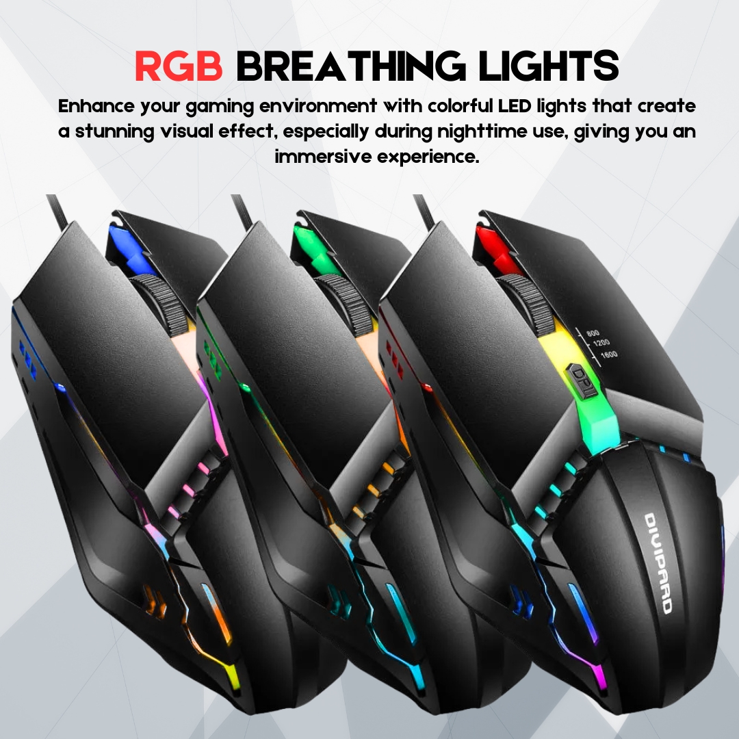RGB Gaming Mouse USB Wired 3200 DPI Optical Sensor | Ergonomic 7 Button Gaming Mouse with Side Buttons & Double Click Key | 7-Color Breathing LED Backlit Braided Cable Computer Mouse for PC Laptop Desktop Gaming Office – Unique Mall
