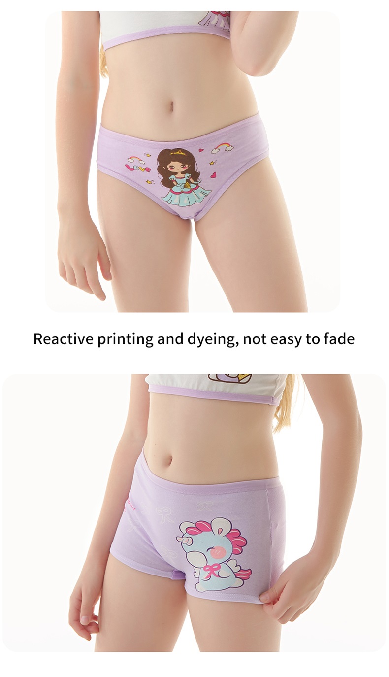 SMY 4 Pieces Kids Panties Cotton Girls Underwear Cute Cartoon Pattern Child  Underpants Soft Breathable Children Shorts 2-12 Year