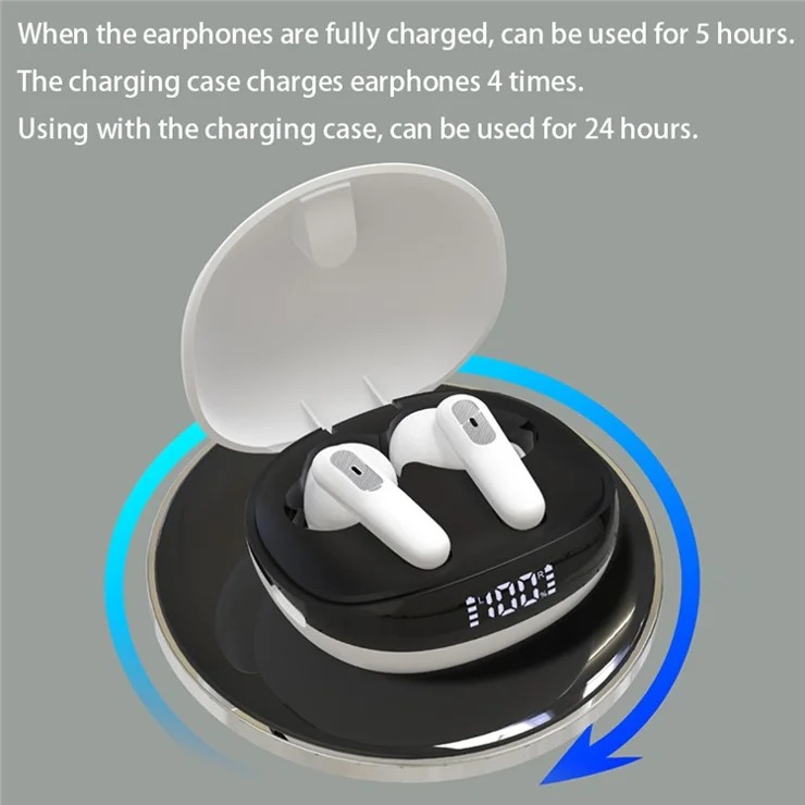 Airpod TWS 12 Black Mini Bluetooth Wireless Headset with Dual Bass, Pop-Up Feature & Charging Case for All Devices