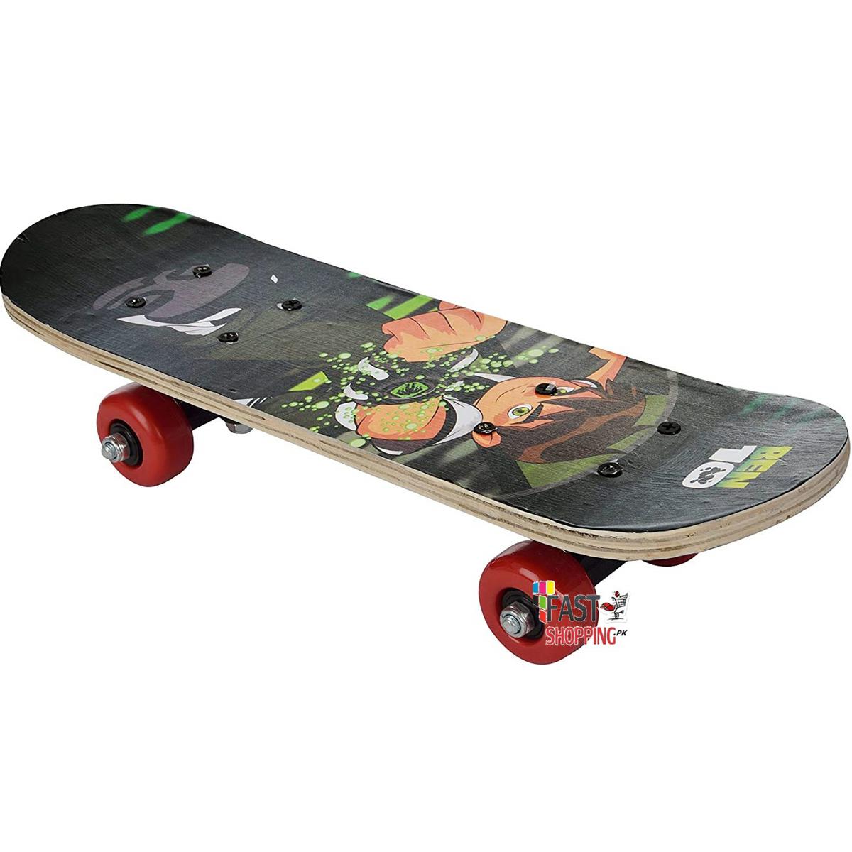High Quality Ben 10 Wooden Skateboards Pure Wood with special Wheels for Kids (17" length)