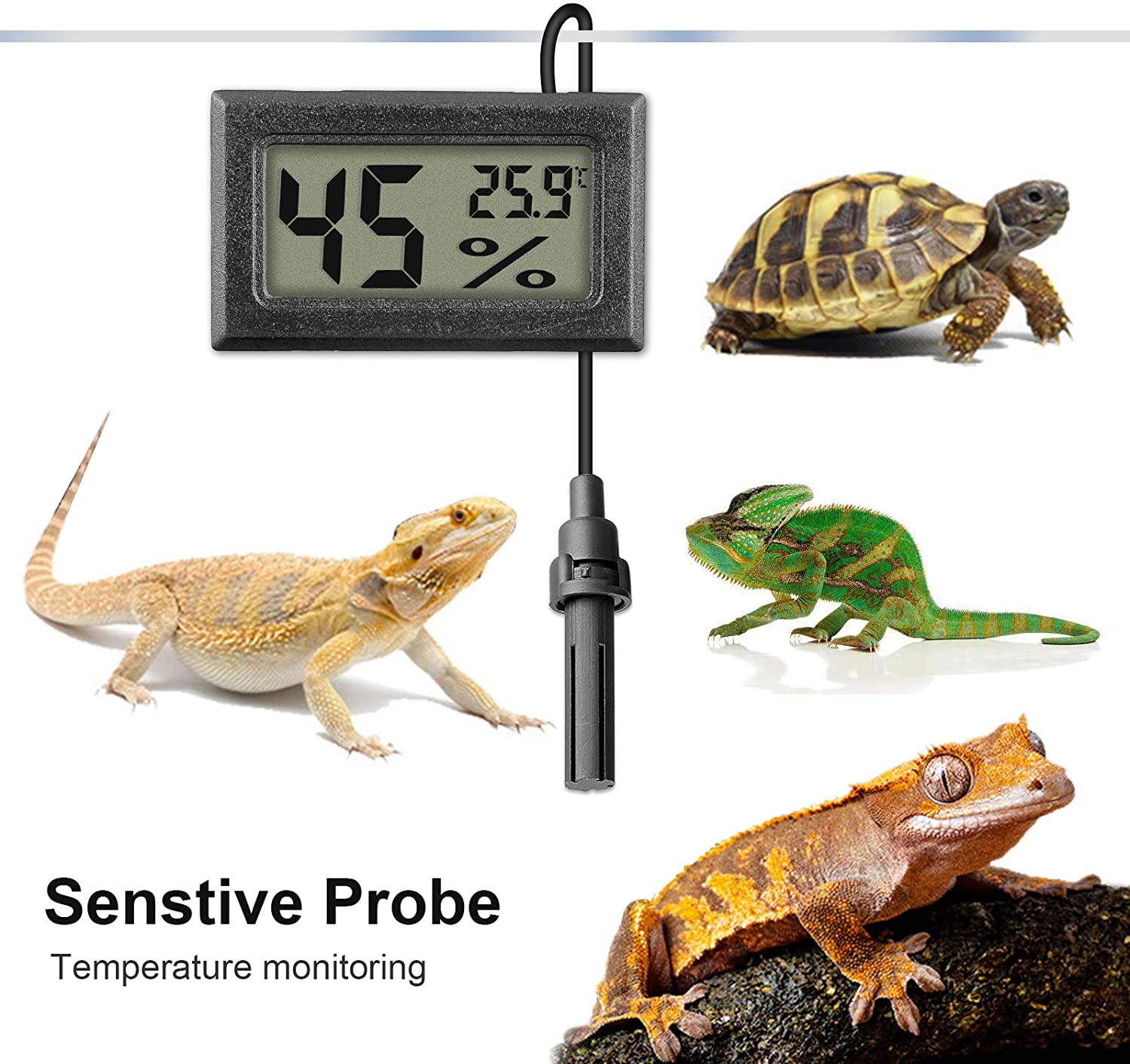 Mini LCD Digital Thermometer Hygrometer Temperature Indoor Convenient Humidity Sensor for Incubator, Reptile Plant Terrarium, Humidor, Guitar Case, Greenhouse