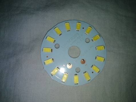 12V DC White LED Emitting Diode SMD Light Board - Diameter 44mm - 15 LED's Disk Extremely Bright