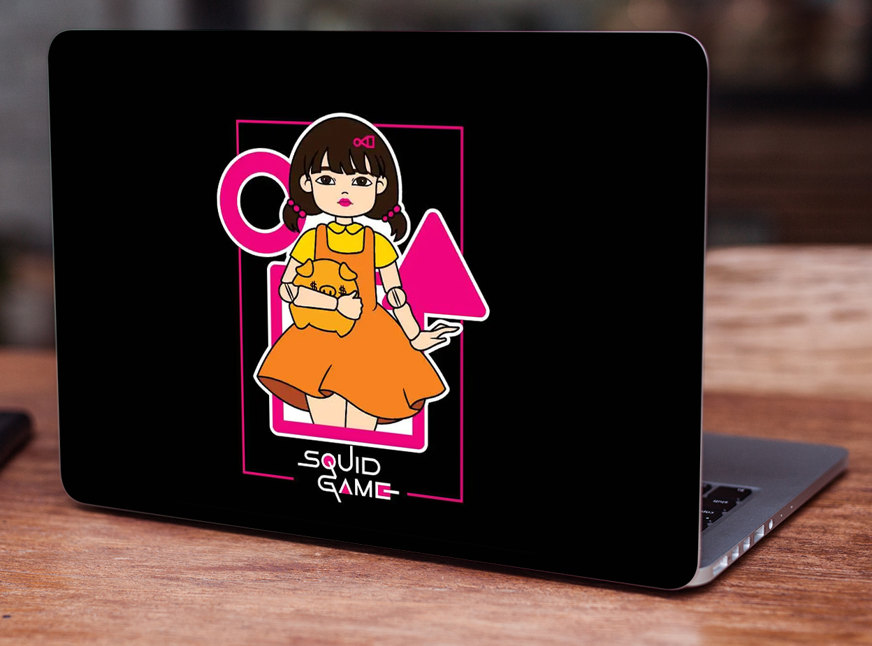 Squid game doll, Laptop Skin Vinyl Sticker Decal, 12 13 13.3 14 15 15.4  15.6 inch Laptop Skin Sticker Cover Art Decal Protector Fits All Laptops:  Buy Online at Best Prices in Pakistan | Daraz.pk